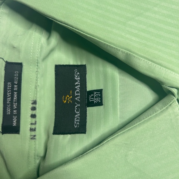 Stacy Adams Men’s Dress Shirt 17.5 – Mint Green – French Cuff – Classic Fit - Picture 3 of 5
